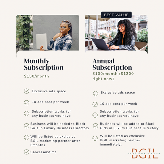 Black Girls In Luxury Monthly Ads Subscription